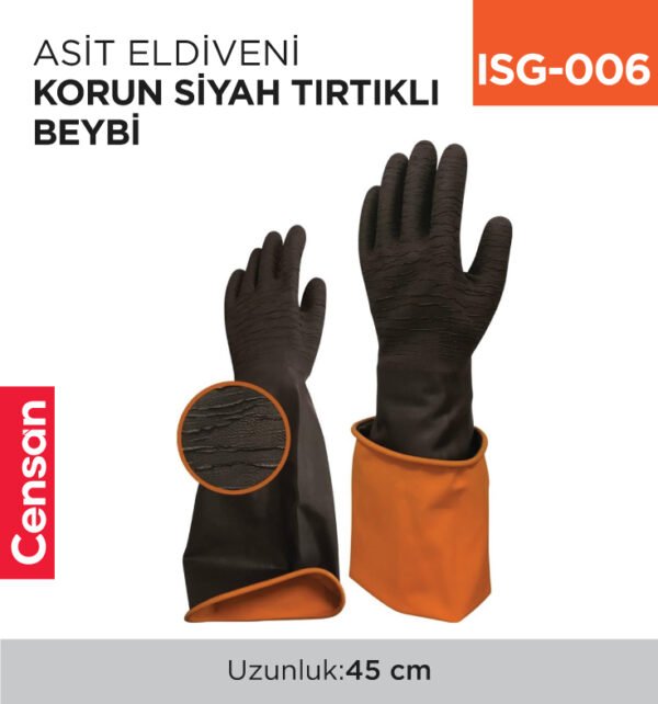ASİT ELDİVENİ BEYBİ KORUN SİYAH TIRTIKLI (45 CM) (H2-45EXT)